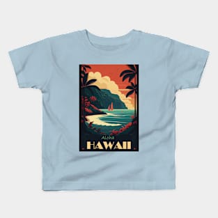 Aloha Hawaii travel poster Kids T-Shirt